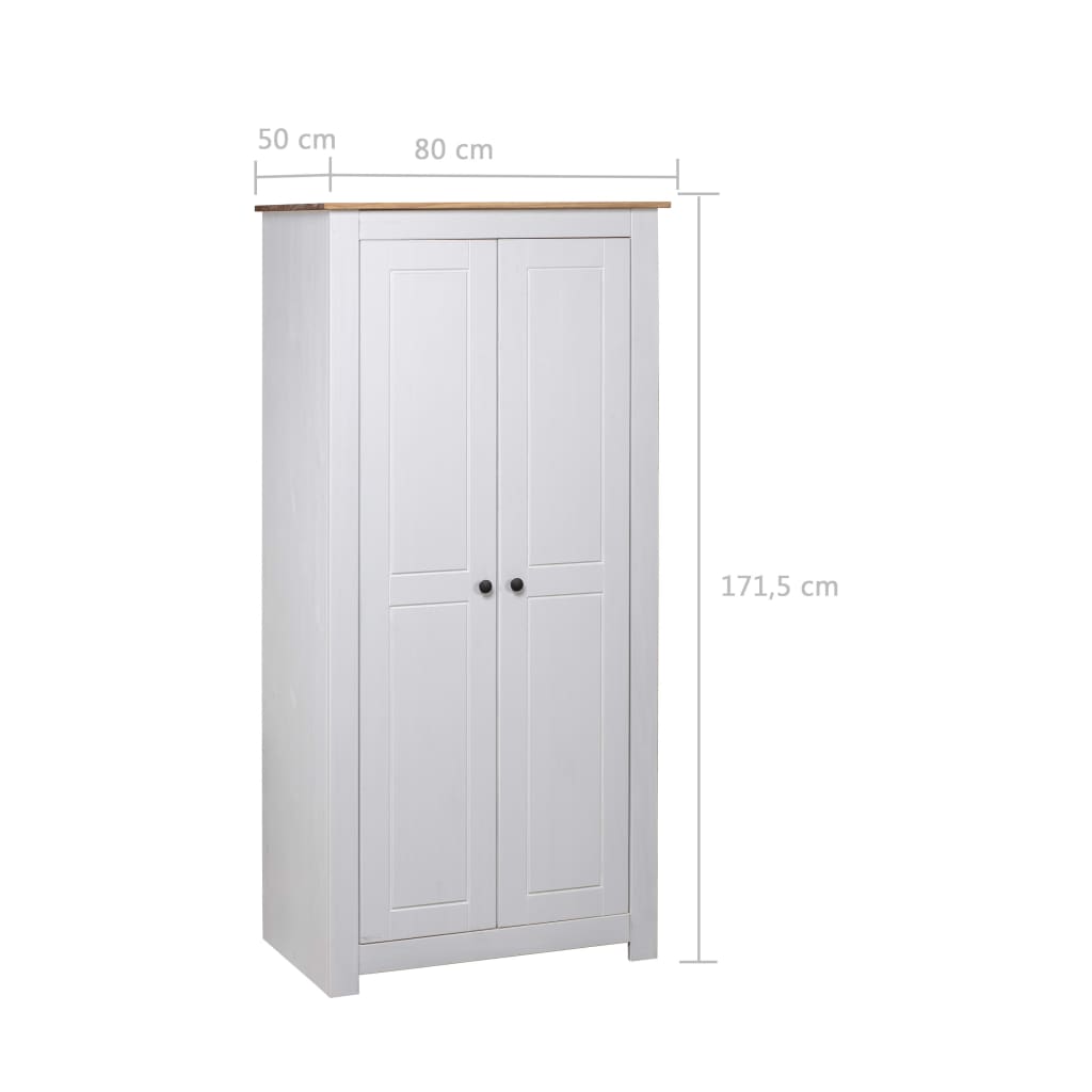 vidaXL Kleiderschrank Weiß 80×50×171,5 cm Kiefer Massiv Panama Serie