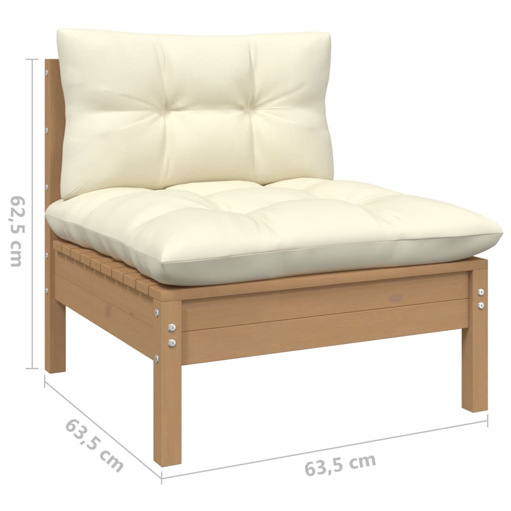 vidaXL 7-tlg. Garten-Lounge-Set mit Creme Kissen Kiefernholz