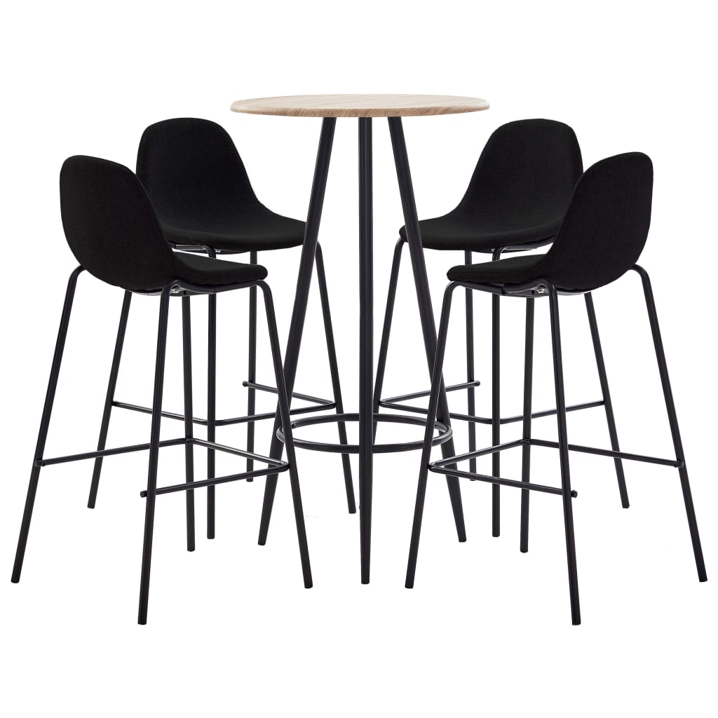 vidaXL 5-tlg. Bar-Set Stoff Schwarz