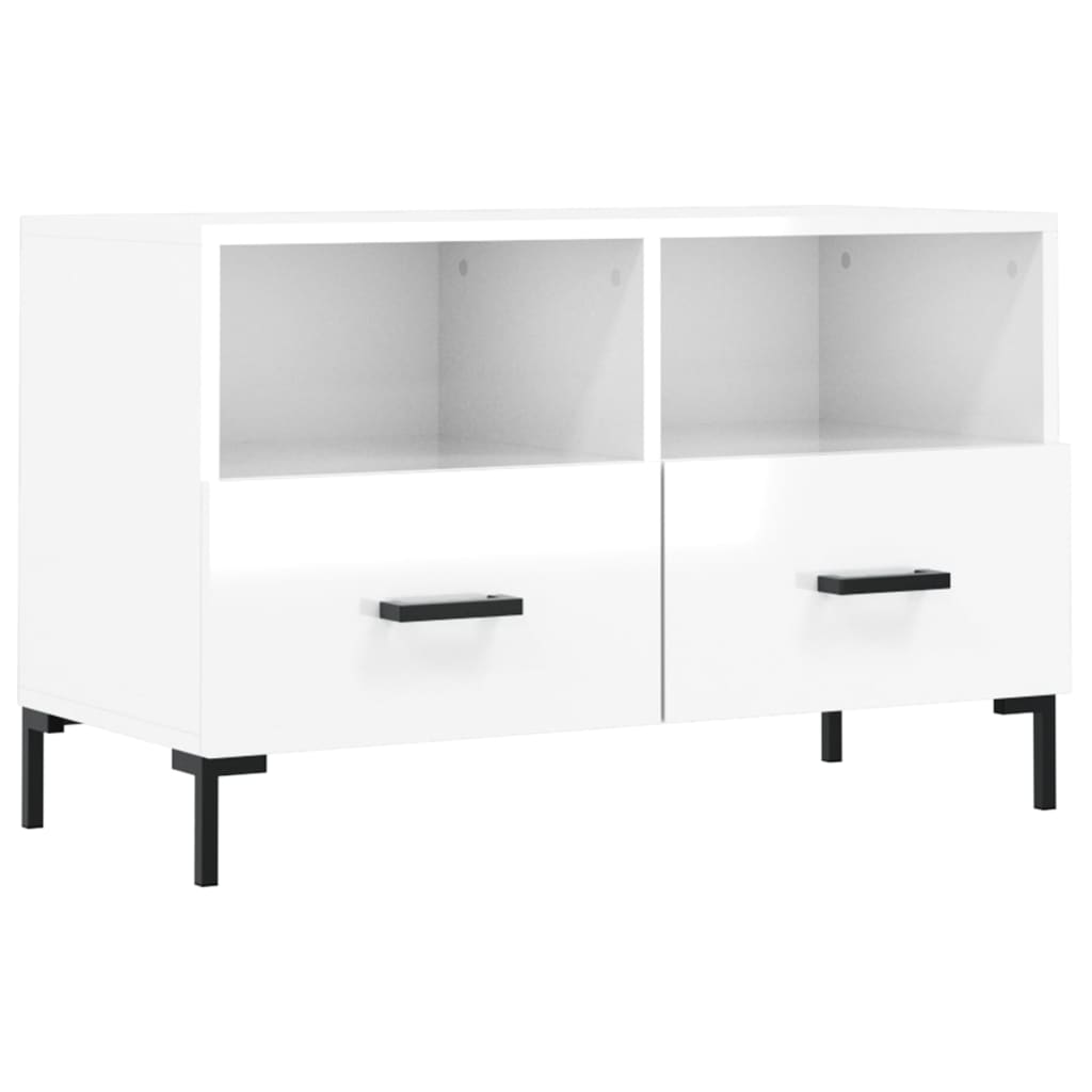 vidaXL TV-Schrank Hochglanz-Weiß 80x36x50 cm Holzwerkstoff