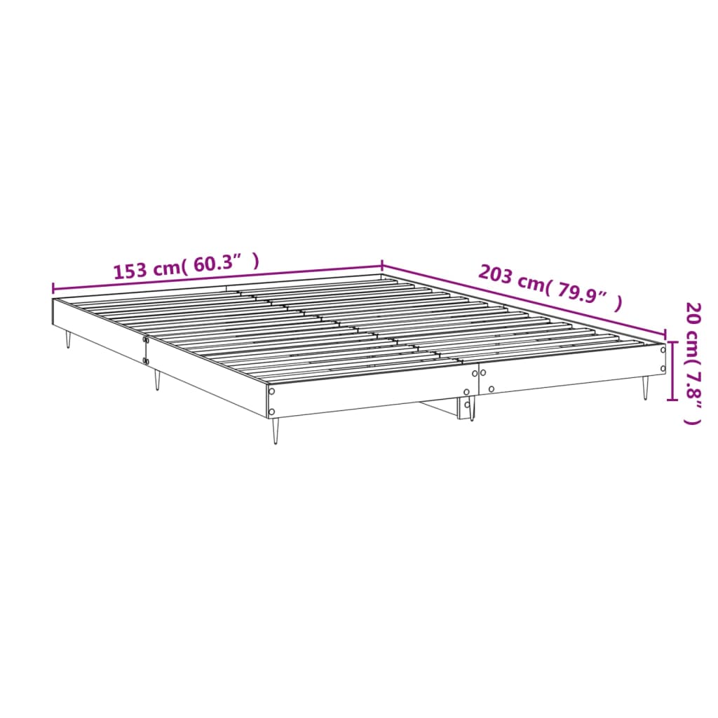 vidaXL Bettgestell Hochglanz-Weiß 150x200 cm Holzwerkstoff