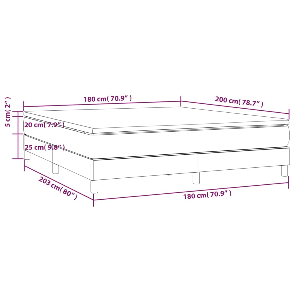 vidaXL Boxspringbett mit Matratze Schwarz 180x200 cm Kunstleder