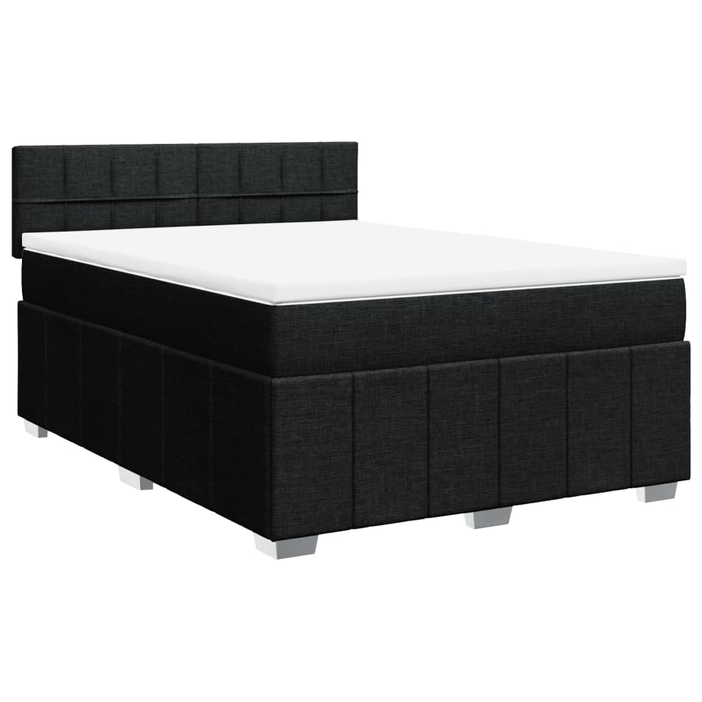 vidaXL Boxspringbett mit Matratze Schwarz 140x200 cm Stoff