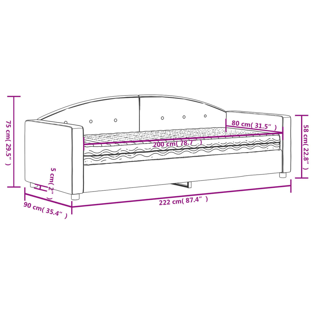 vidaXL Tagesbett mit Matratze Gelb 80x200 cm Samt