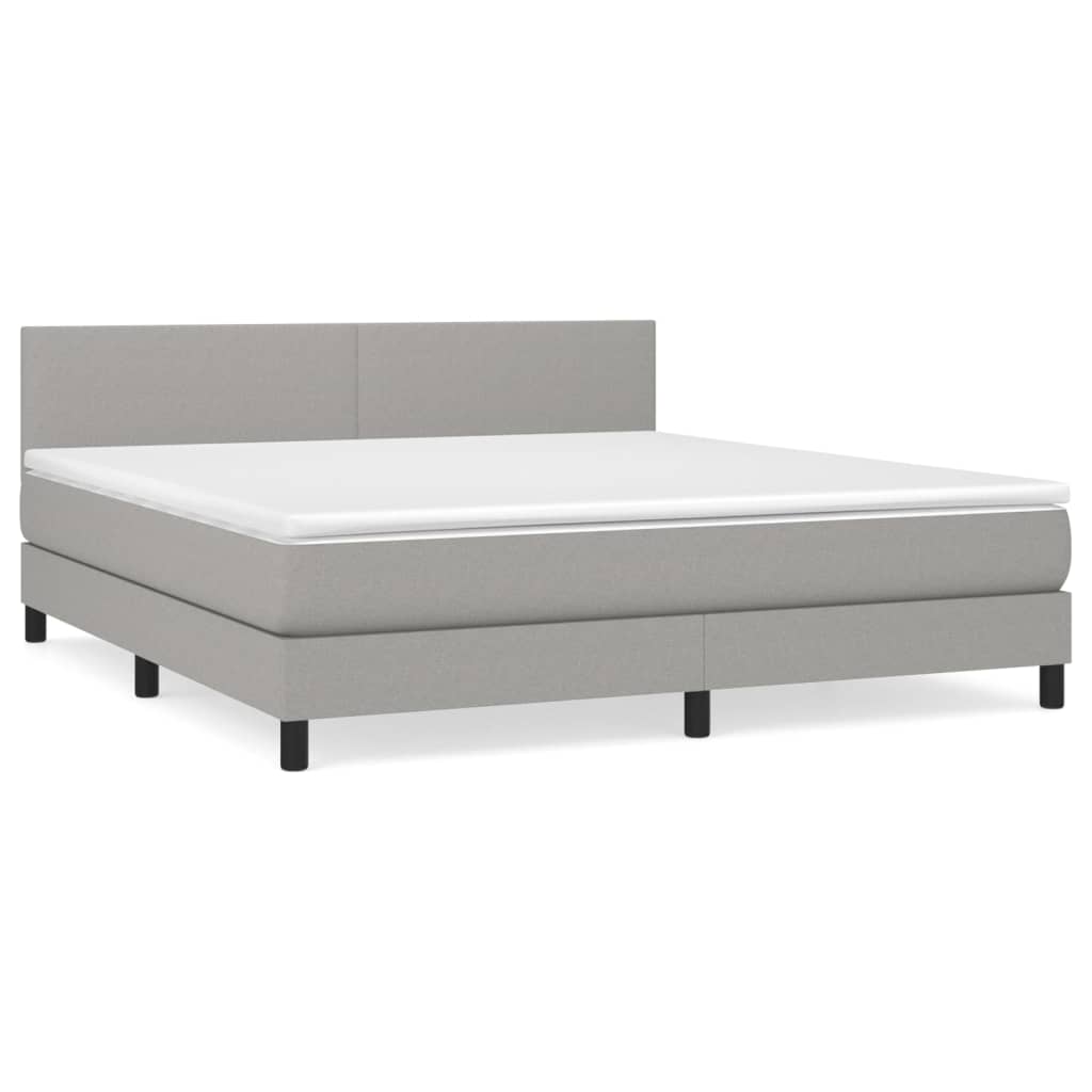 vidaXL Boxspringbett mit Matratze Hellgrau 160x200 cm Stoff