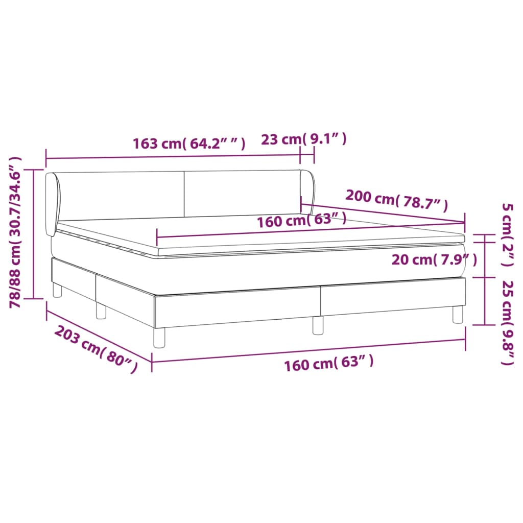 vidaXL Boxspringbett mit Matratze Creme 160x200 cm Stoff