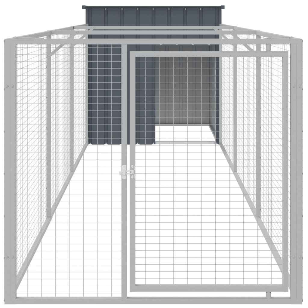 vidaXL Hundehütte mit Auslauf Anthrazit 110x405x110cm Verzinkter Stahl