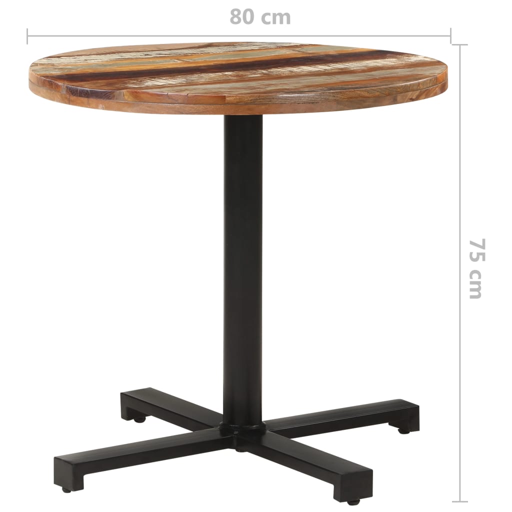 vidaXL Bistrotisch Rund Ø80x75 cm Altholz Massiv