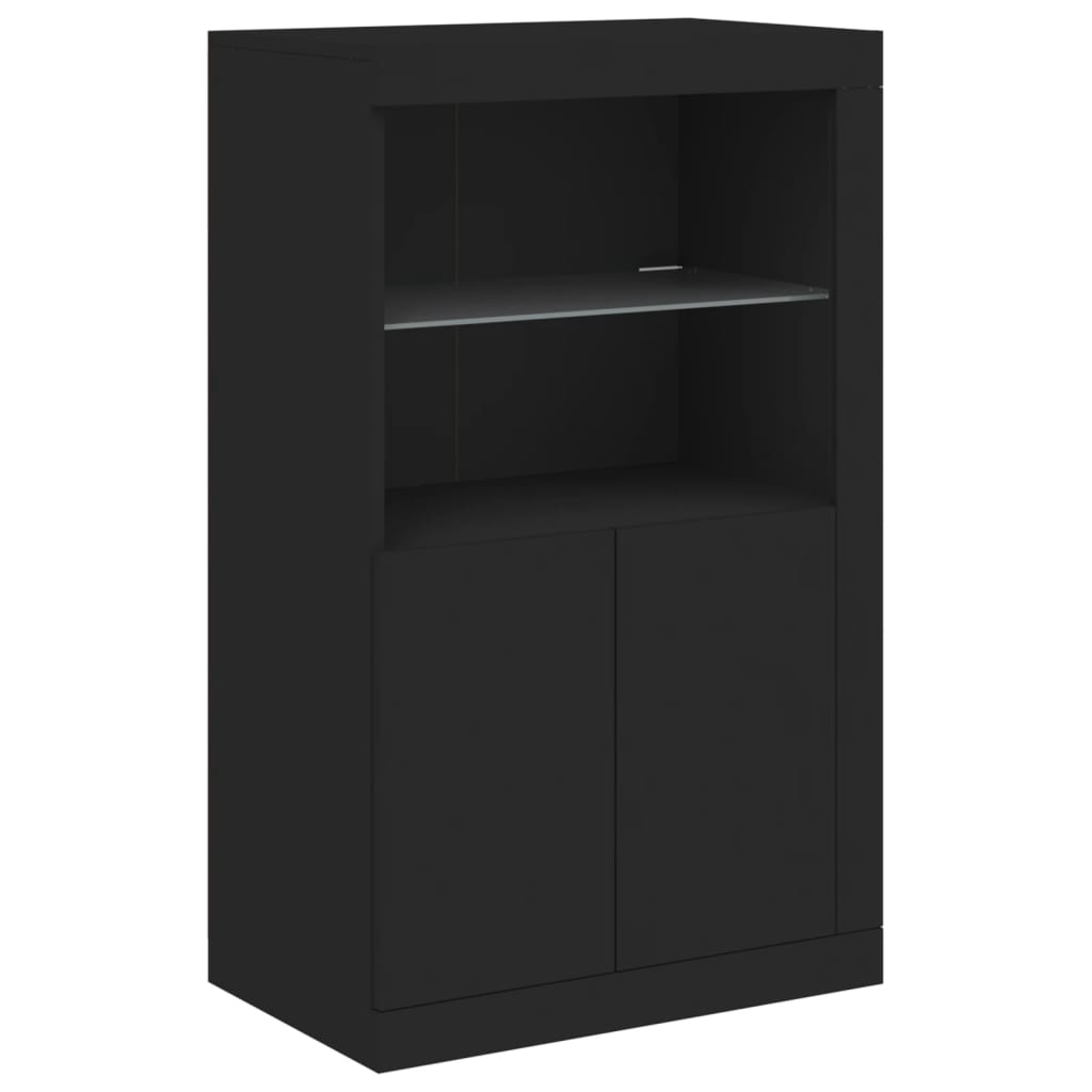 vidaXL Sideboard mit LED-Leuchten Schwarz 283x37x100 cm