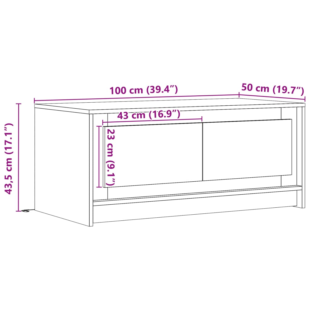 vidaXL LED-Couchtisch Braun Eichen-Optik Holzwerkstoff