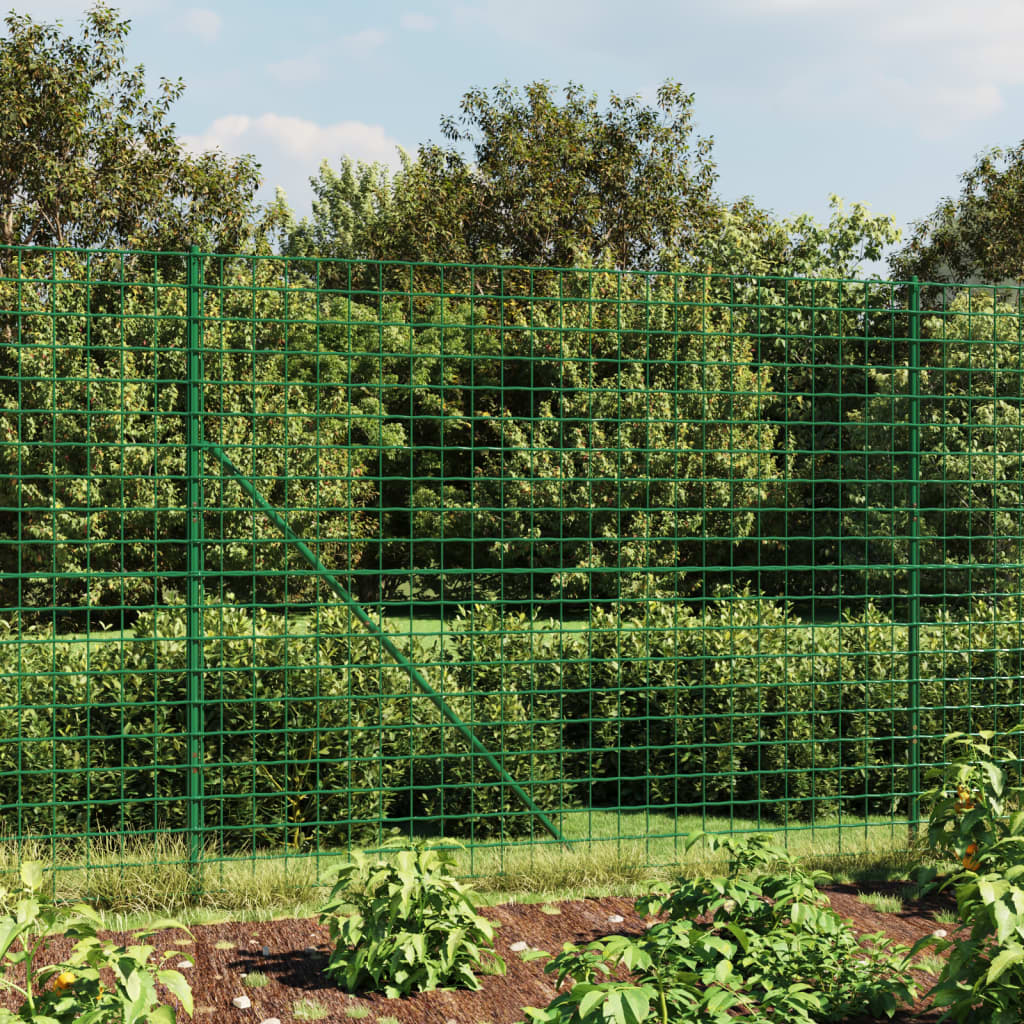 vidaXL Maschendrahtzaun Grün 2x10 m Verzinkter Stahl