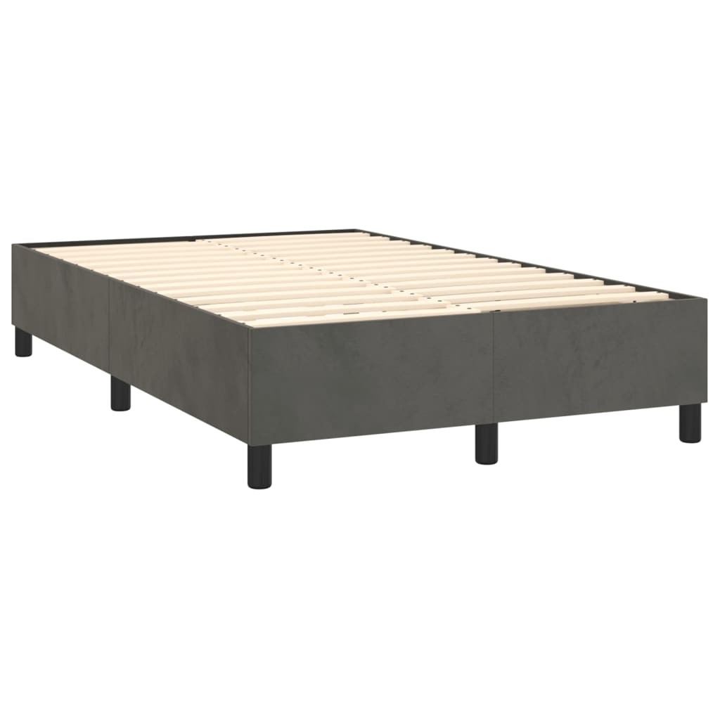 vidaXL Boxspringbett mit Matratze & LED Dunkelgrau 120x200 cm Samt