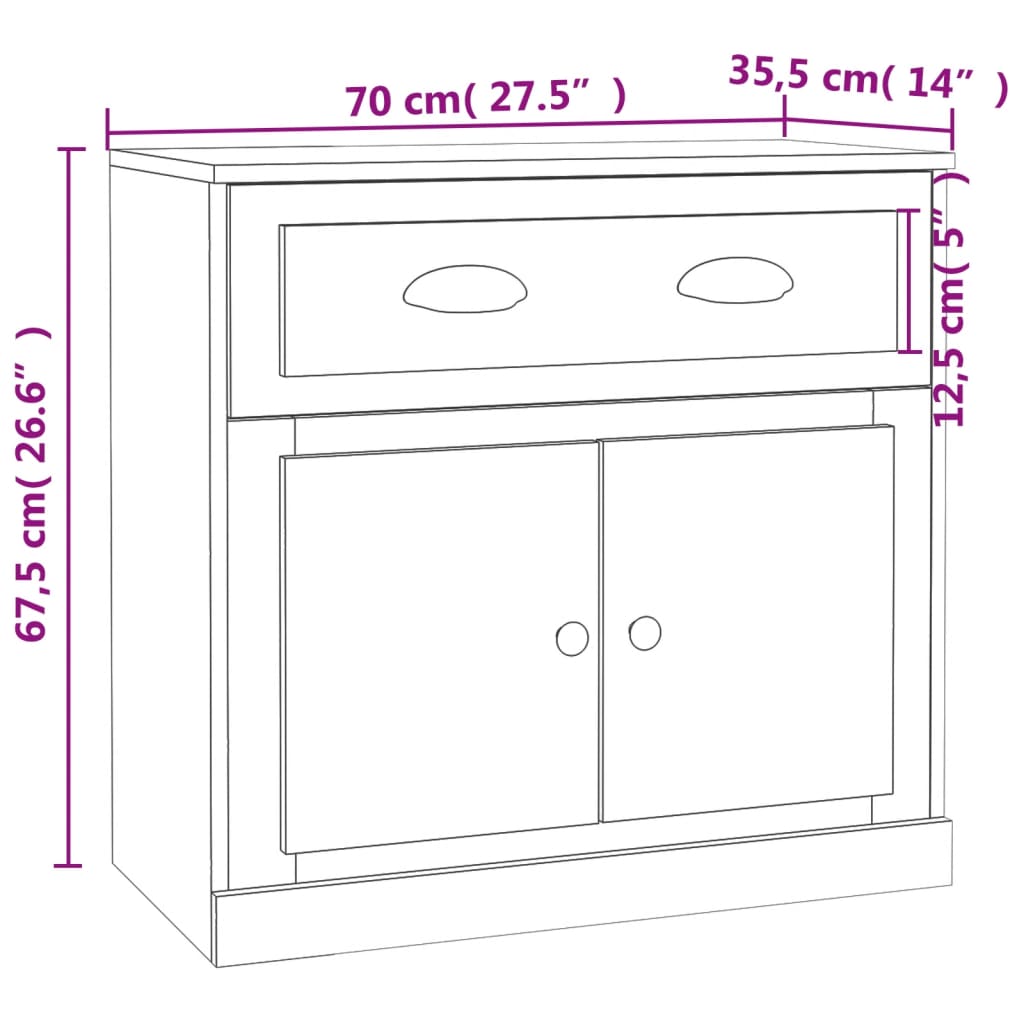 vidaXL Sideboard Sonoma-Eiche 70x35,5x67,5 cm Holzwerkstoff