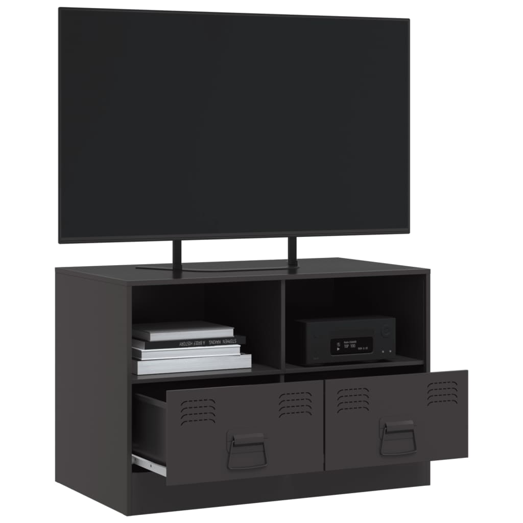 vidaXL TV-Schrank Schwarz 67x39x44 cm Stahl