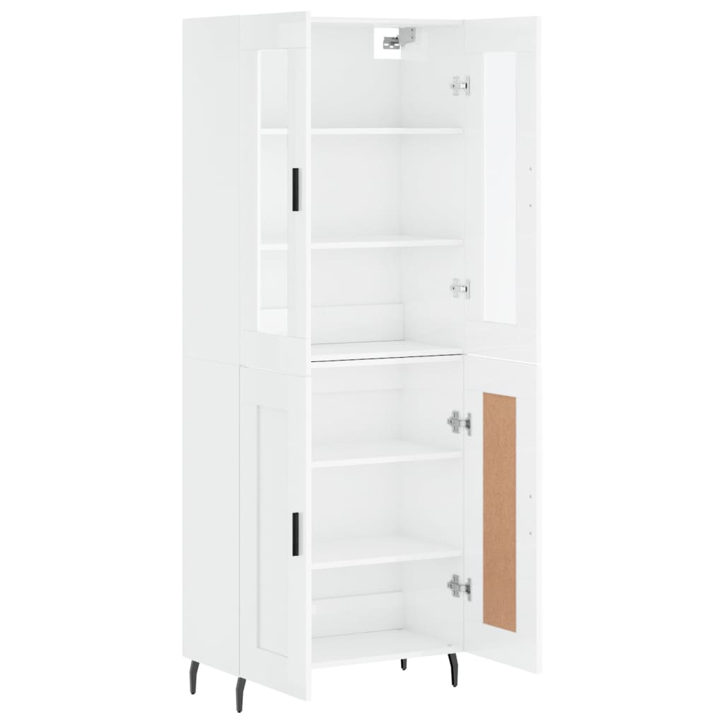 vidaXL Highboard Hochglanz-Weiß 69,5x34x180 cm Holzwerkstoff