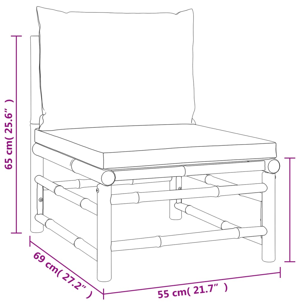 vidaXL 7-tlg. Garten-Lounge-Set mit Hellgrauen Kissen Bambus