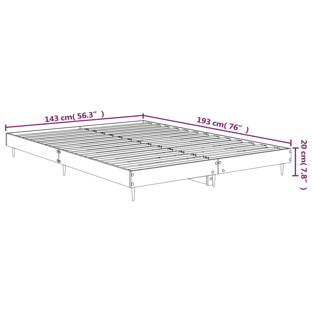 vidaXL Bettgestell ohne Matratze Sonoma-Eiche 140x190 cm Holzwerkstoff