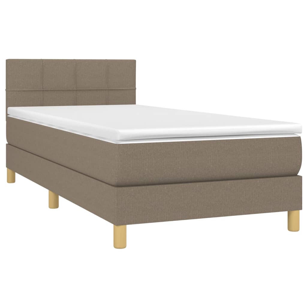 vidaXL Boxspringbett mit Matratze & LED Taupe 90x200 cm Stoff