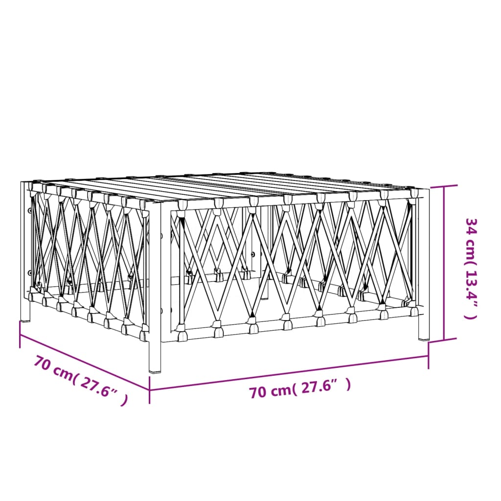 vidaXL Gartentisch Weiß 70x70x34 cm Gewebe