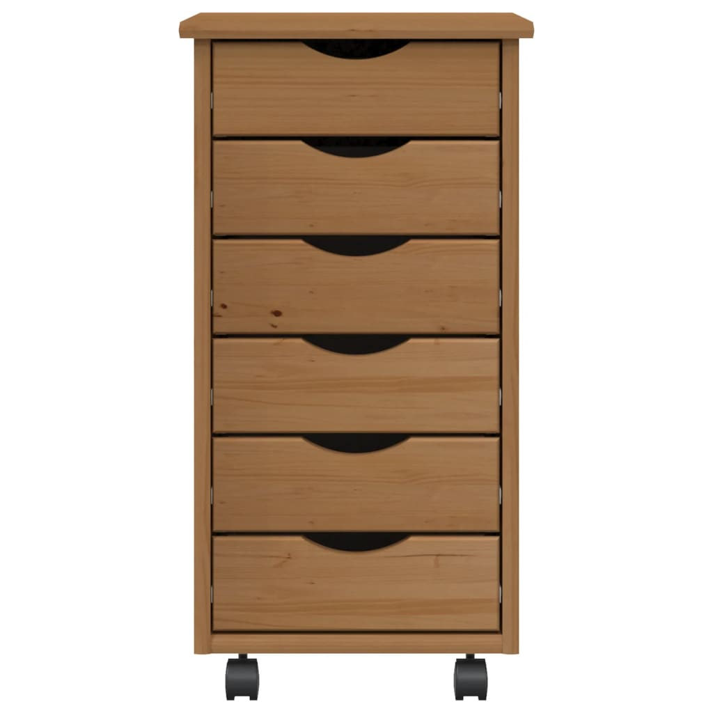 vidaXL Rollschrank mit Schubladen MOSS Honigbraun Massivholz Kiefer