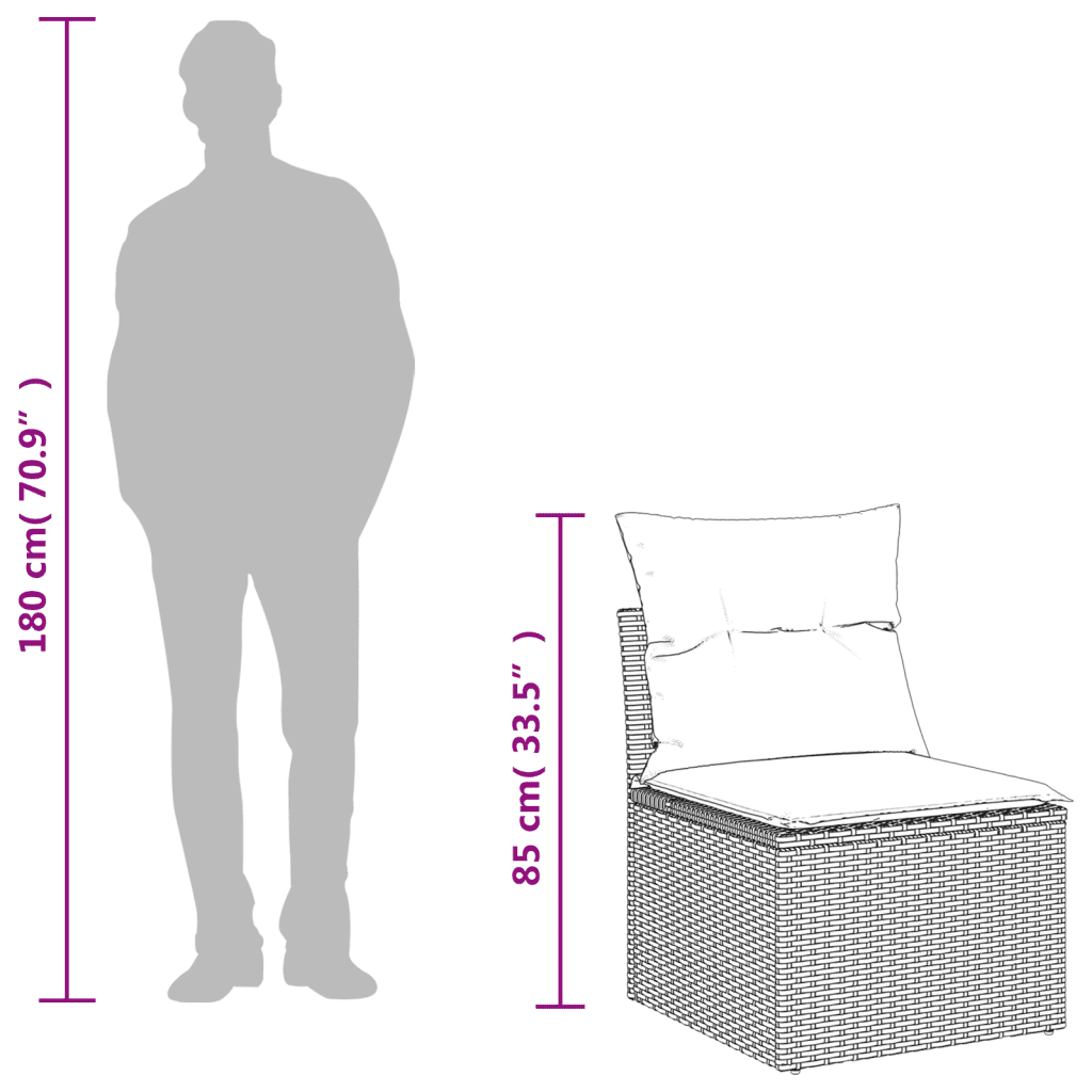 vidaXL 5-tlg. Garten-Sofagarnitur mit Kissen Braun Poly Rattan