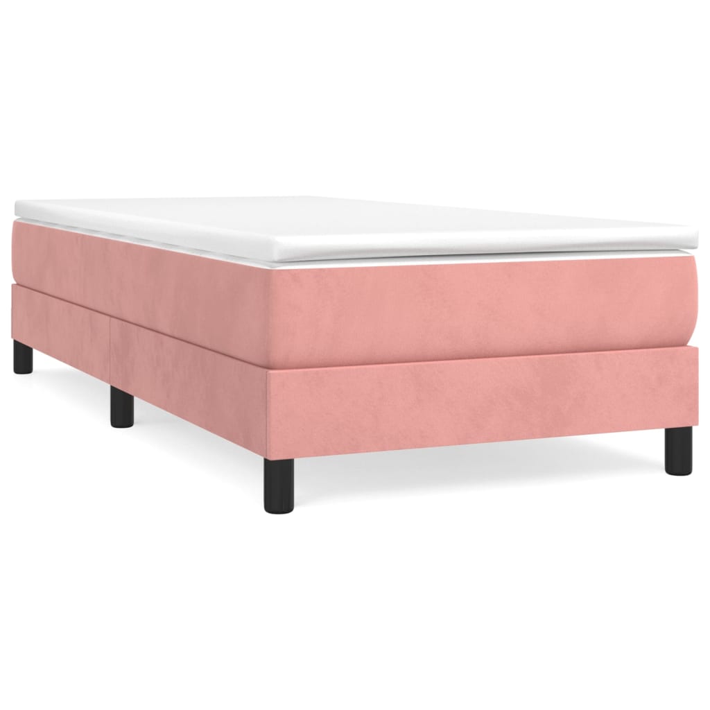 vidaXL Boxspringbett mit Matratze Rosa 100x200 cm Samt