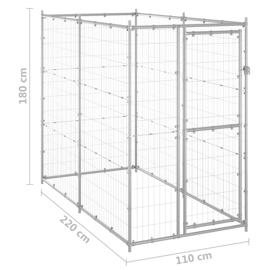 vidaXL Outdoor-Hundezwinger Verzinkter Stahl 110x220x180 cm