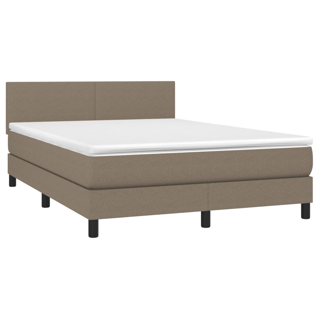 vidaXL Boxspringbett mit Matratze Taupe 140x190 cm Stoff