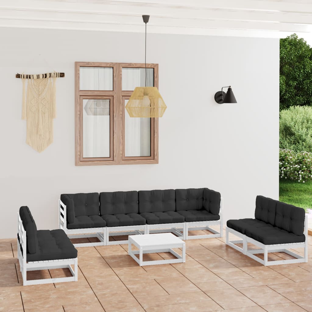 vidaXL 9-tlg. Garten-Lounge-Set mit Kissen Kiefer Massivholz