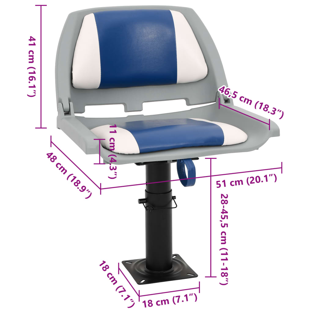 vidaXL 4-tlg. Bootssitz-Set Klappbar Blau und Weiß 48x51x41 cm