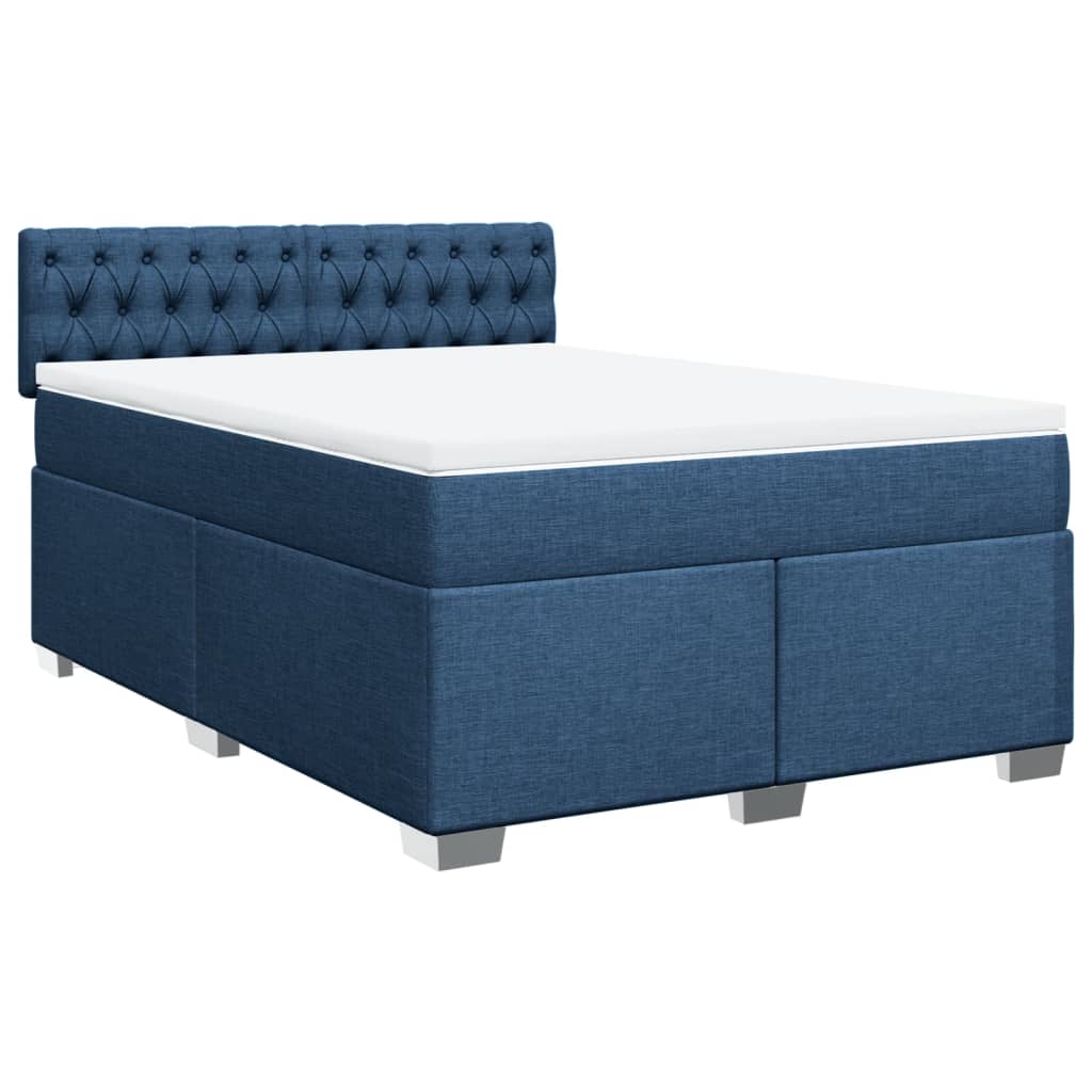 vidaXL Boxspringbett mit Matratze Blau 160x200 cm Stoff