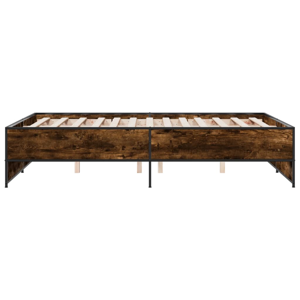 vidaXL Bettgestell Räuchereiche 140x190 cm Holzwerkstoff und Metall