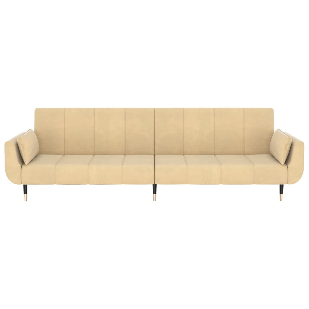 vidaXL Schlafsofa 2-Sitzer mit 2 Kissen Creme Samt