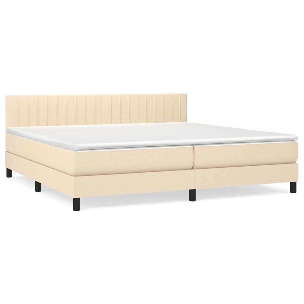 vidaXL Boxspringbett mit Matratze Creme 200x200 cm Stoff