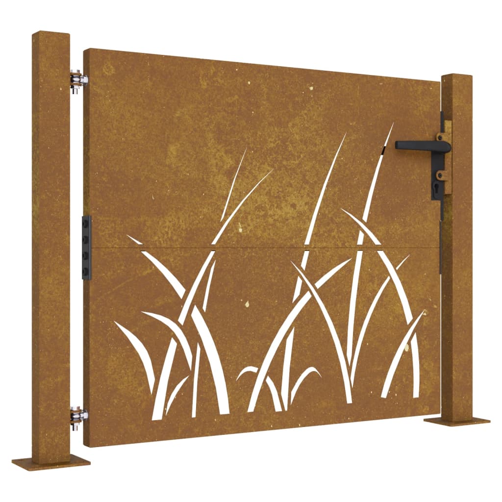 vidaXL Gartentor 105x105 cm Cortenstahl Gras-Design