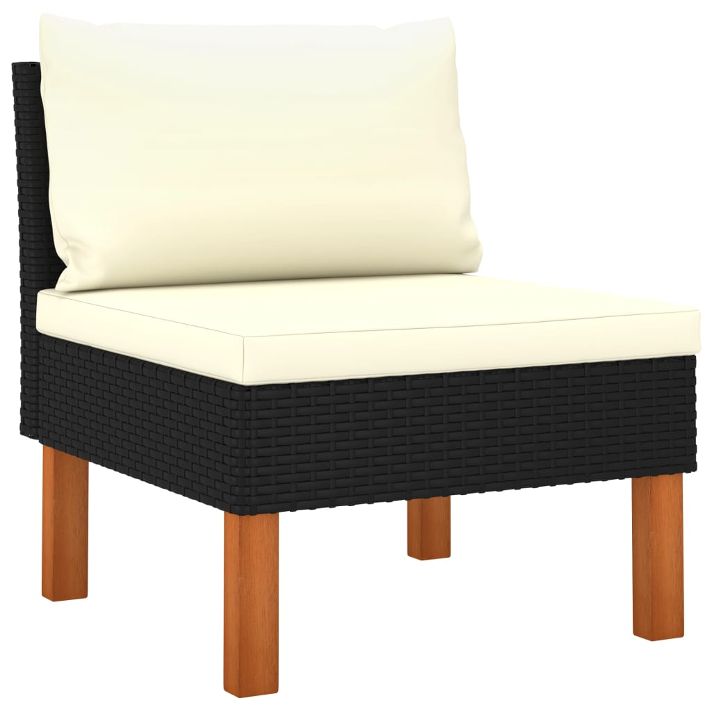 vidaXL 5-tlg. Garten-Lounge-Set mit Kissen Poly Rattan Schwarz