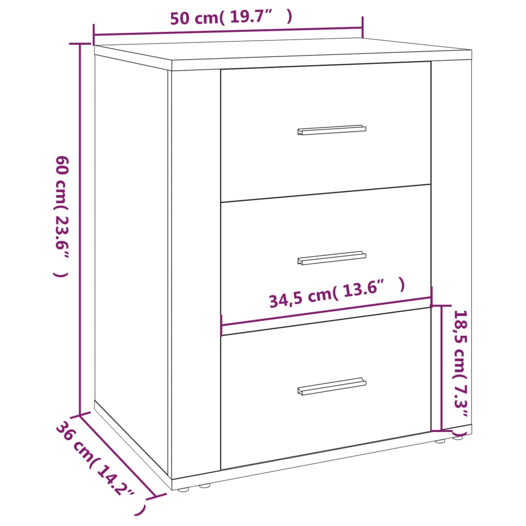 vidaXL Nachttisch Schwarz 50x36x60 cm Holzwerkstoff