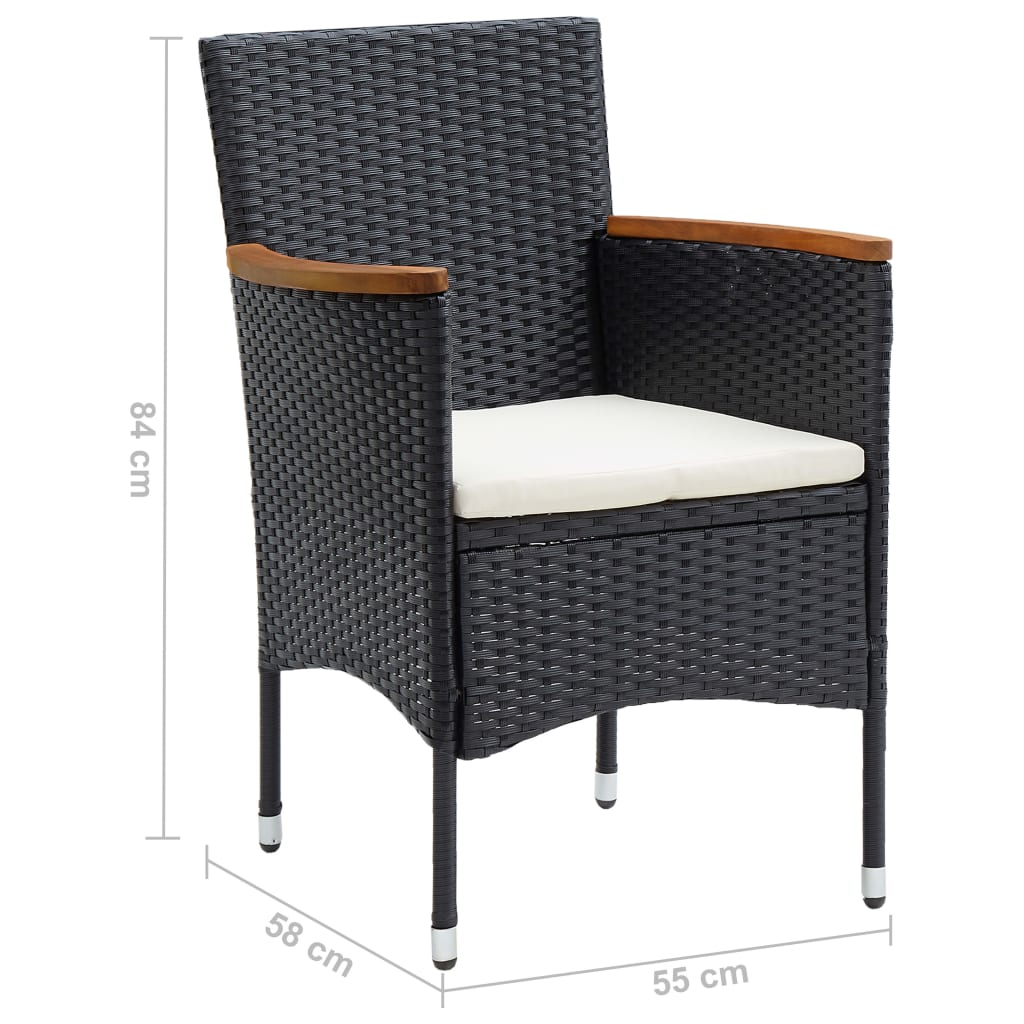 vidaXL Garten-Essstühle 4 Stk. Poly Rattan Schwarz