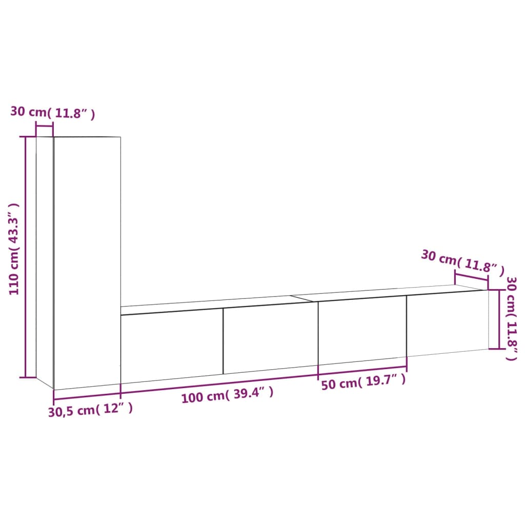 vidaXL 3-tlg. TV-Schrank-Set Weiß Holzwerkstoff