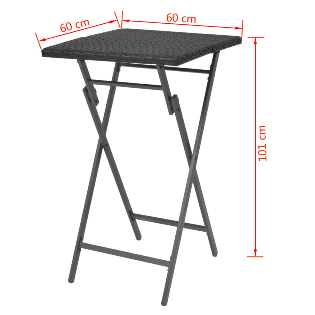 vidaXL 5-tlg. Garten-Essgruppe Klappbar Stahl Poly Rattan Schwarz