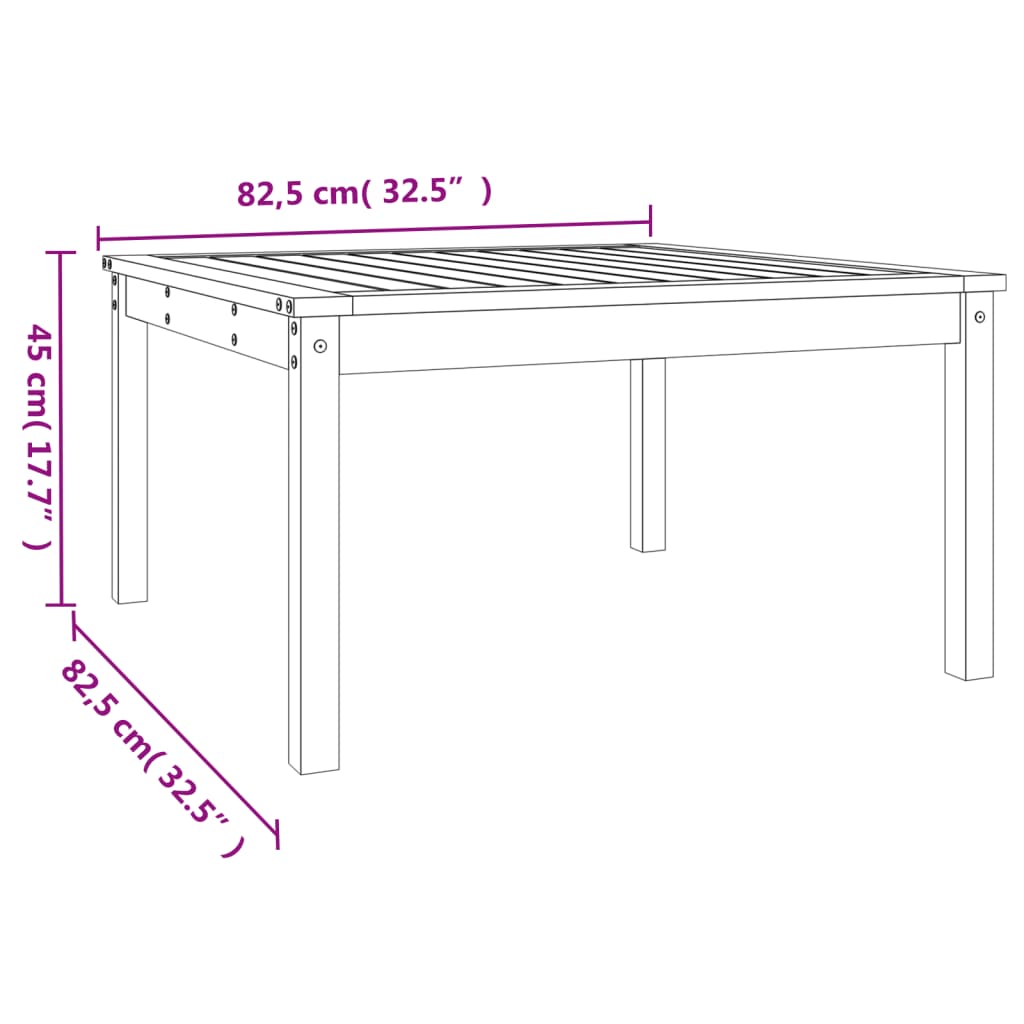 vidaXL Gartentisch Grau 82,5x82,5x45 cm Massivholz Kiefer