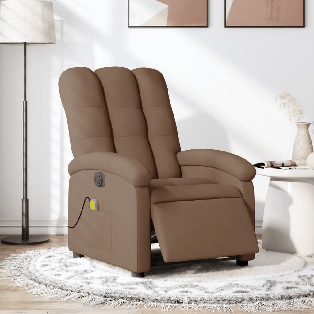 vidaXL Massagesessel Elektrisch Braun Stoff