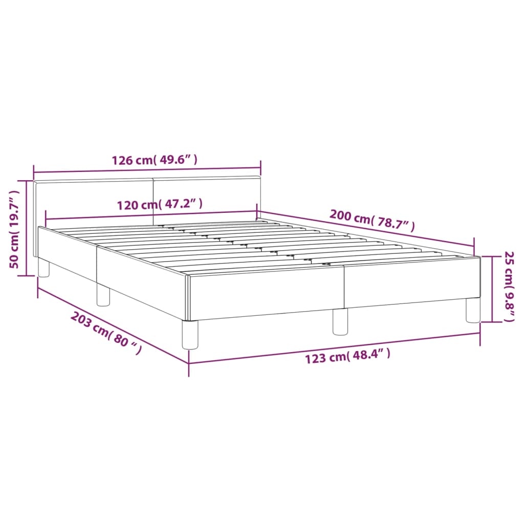 vidaXL Bettgestell mit Kopfteil ohne Matratze Braun 120x200 cm