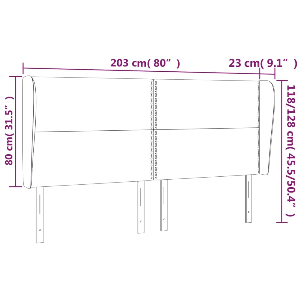 vidaXL Kopfteil mit Ohren Dunkelgrün 203x23x118/128 cm Samt