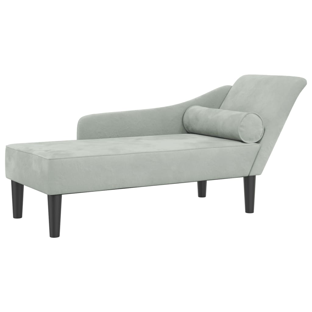 vidaXL Chaiselongue mit Kissen Hellgrau Samt