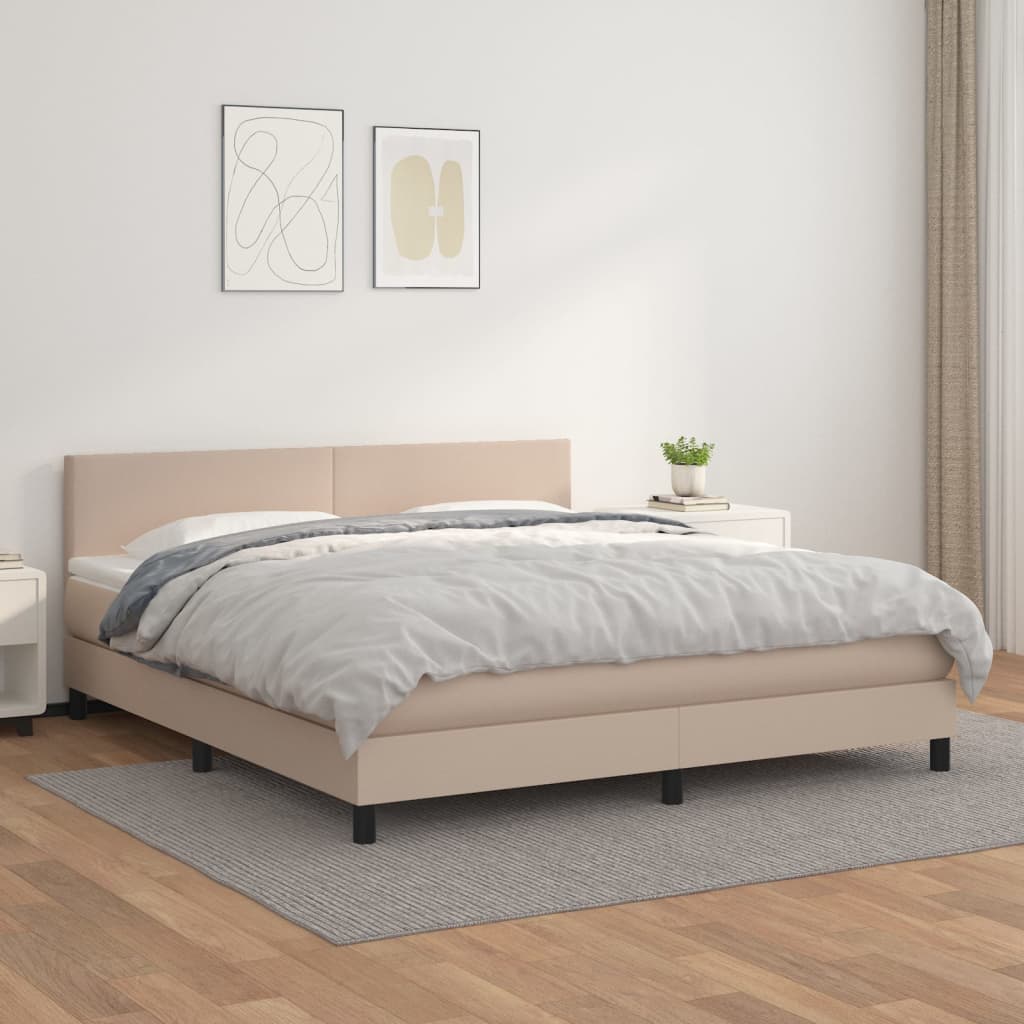 vidaXL Boxspringbett Matratze Cappuccino-Braun 180x200 cm Kunstleder