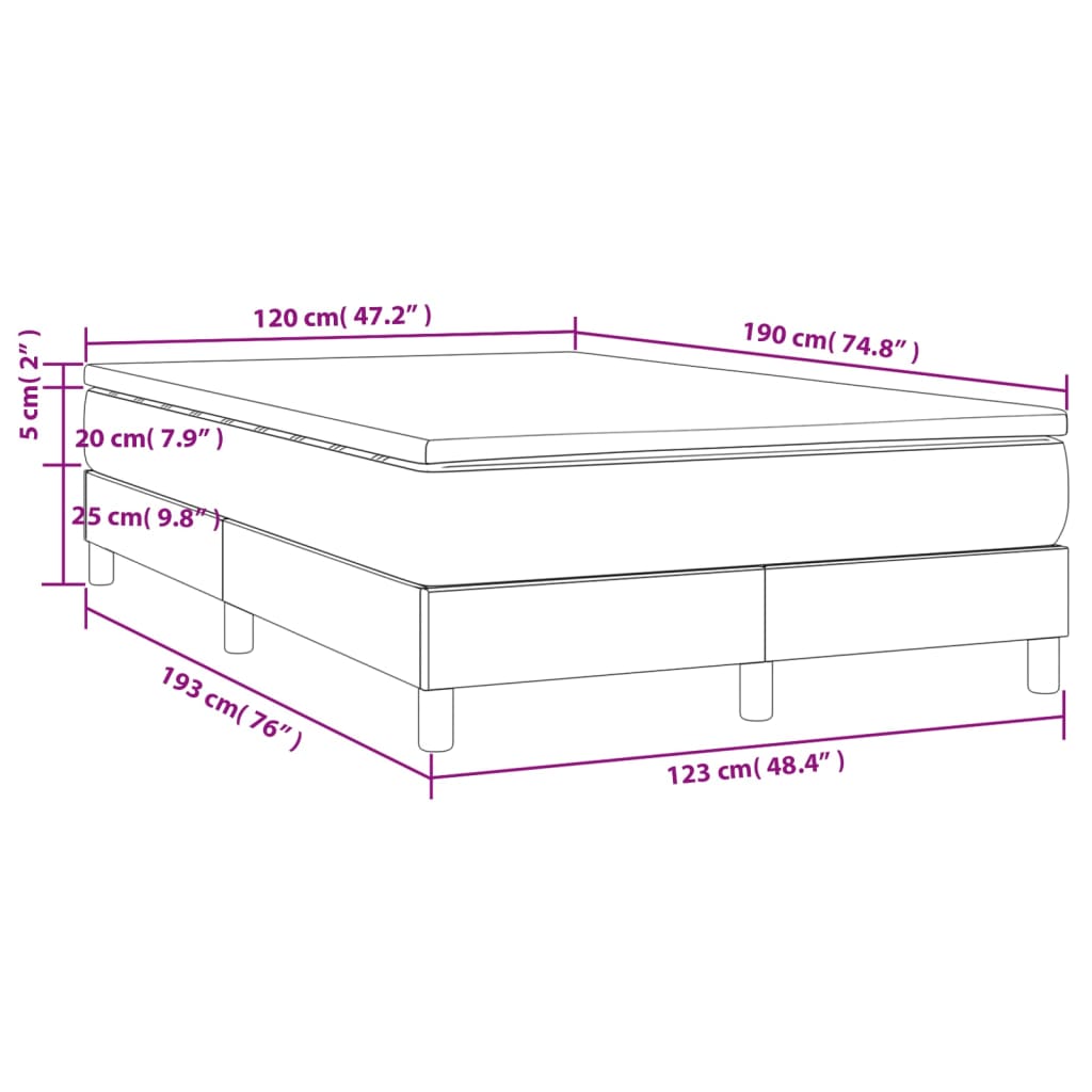 vidaXL Boxspringbett mit Matratze Dunkelgrün 120x190 cm Samt