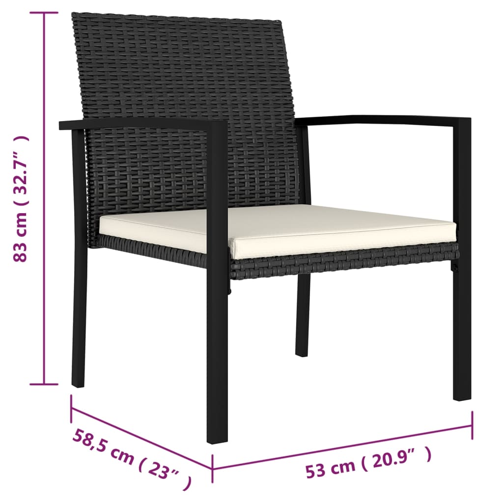 vidaXL 7-tlg. Garten-Essgruppe Poly Rattan Schwarz