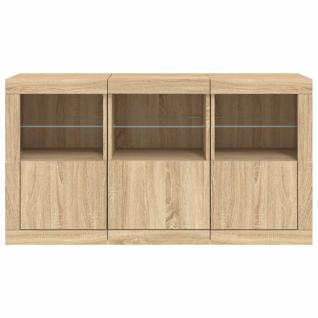 vidaXL Sideboard mit LED-Leuchten Sonoma-Eiche 123x37x67 cm