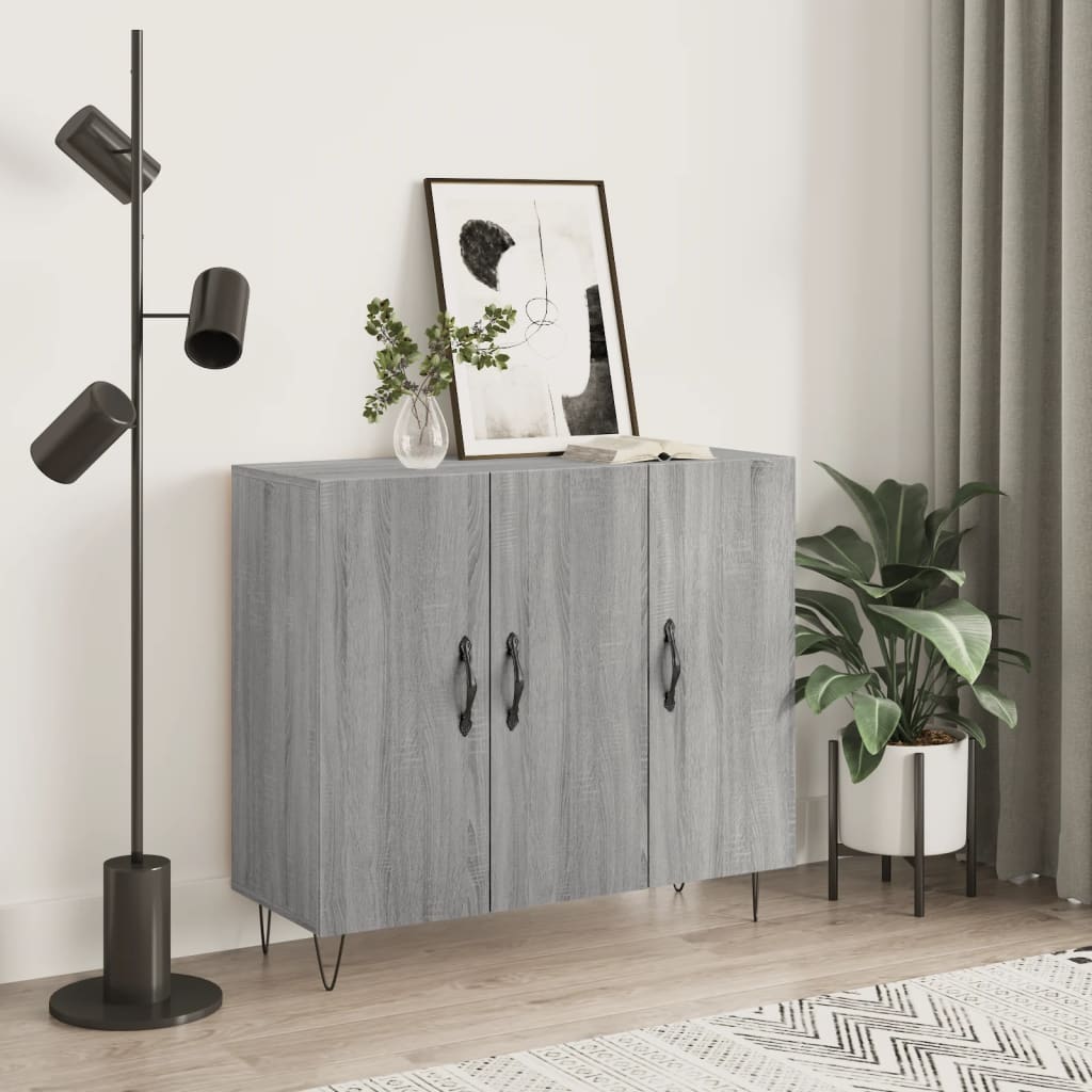 vidaXL Sideboard Grau Sonoma 90x34x80 cm Holzwerkstoff